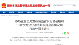 陜西水泥協(xié)會(huì)及13家水泥企業(yè)被罰4.51億！